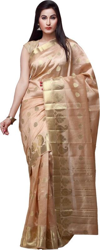 Woven Bollywood Art Silk Saree  (Beige)