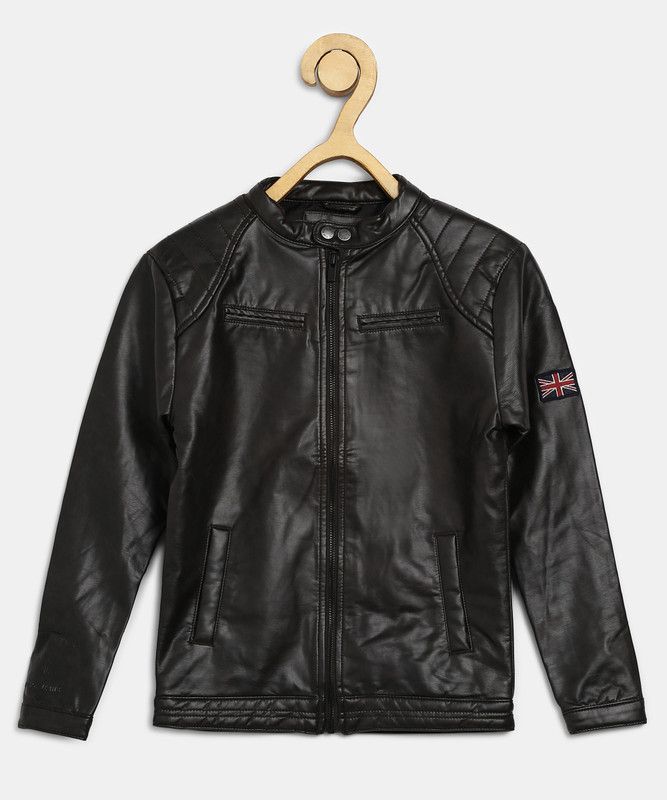 STORK JR. IP Boys Solid Leather Jacket