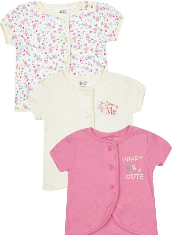 Vest For Girls Cotton Blend  (White)