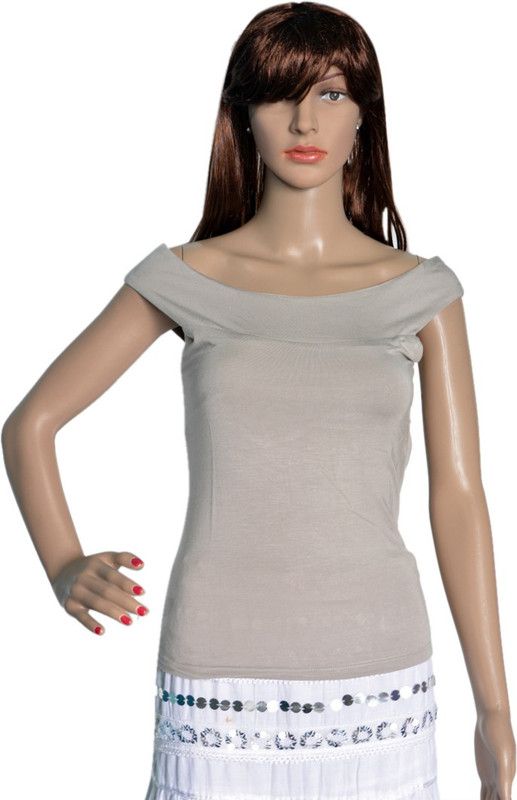 Casual Sleeveless Self Design Women Grey Top