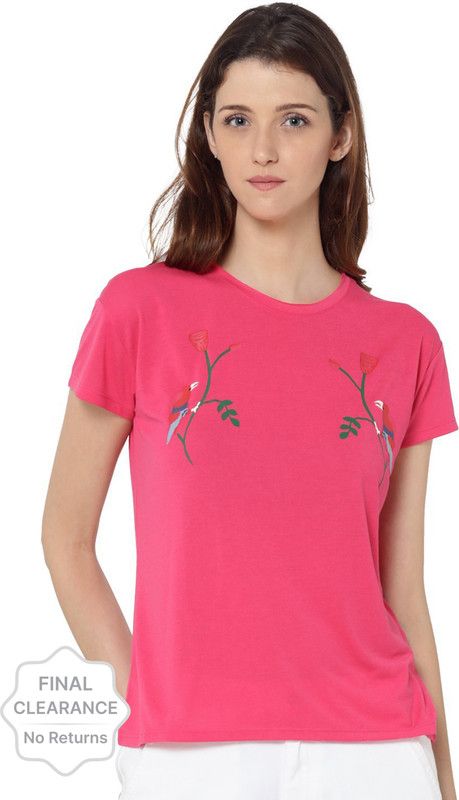 Casual Regular Sleeves Animal Print Women Pink Top