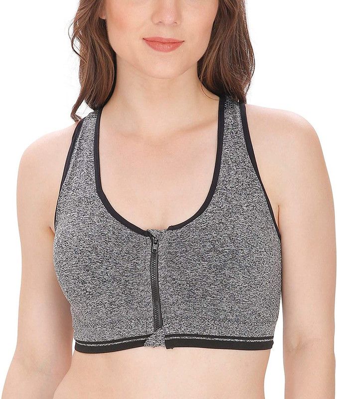 Women Sports Lightly Padded Bra  (Grey, Black)