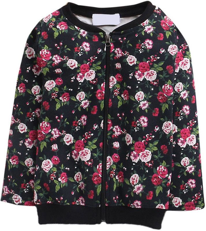 Girls Floral Print Casual Jacket