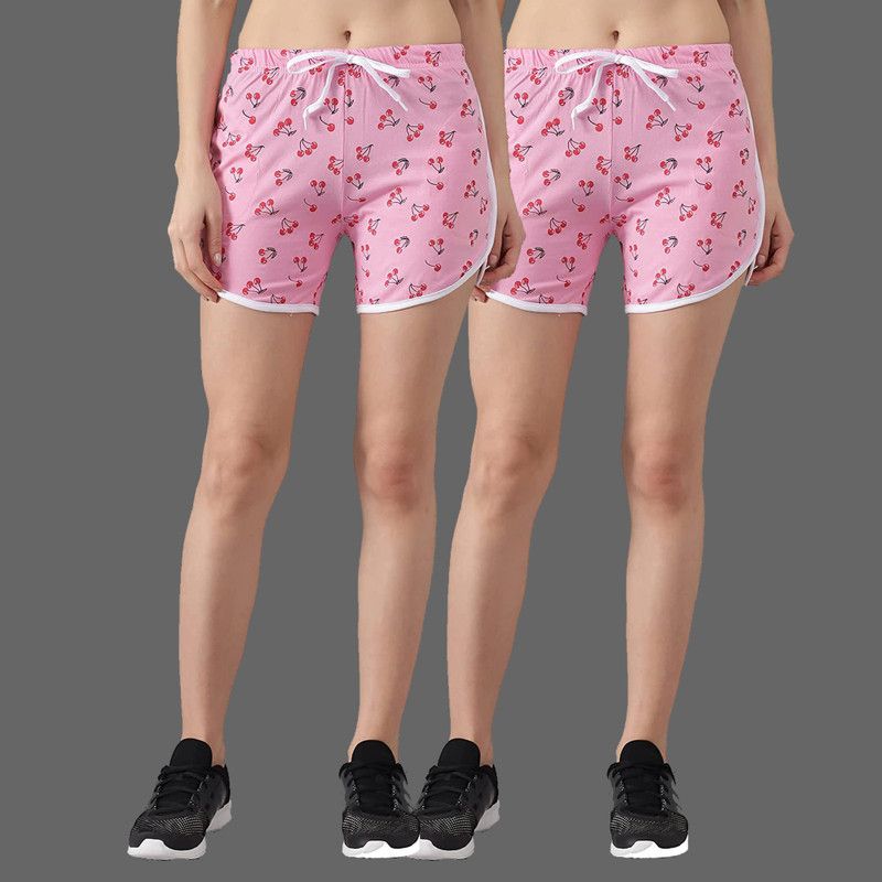 Pack of 2 Printed Women Pink Dolphin Shorts