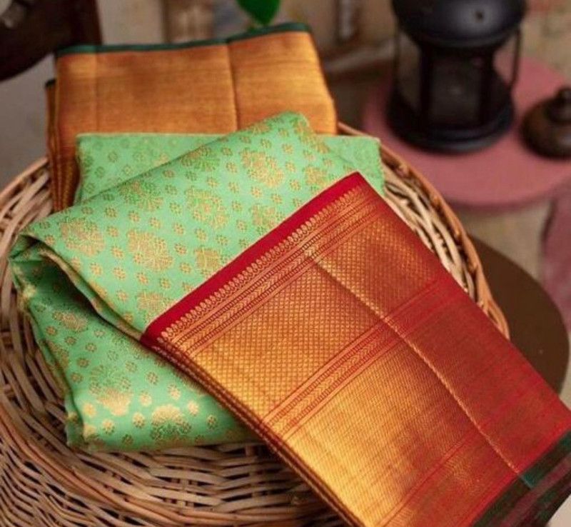 Banarasi Silk Blend Saree  (Light Green)