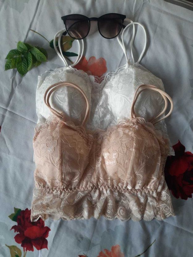 Pack of 2 Women Bralette Lightly Padded Bra  (White, Beige)