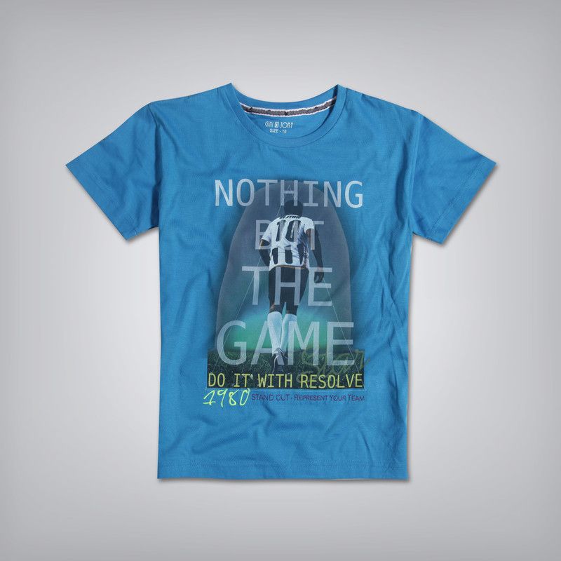 Boys Printed T Shirt  (Blue, Pack of 1)