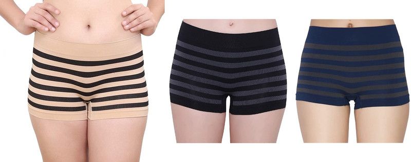 Pack of 3 Women Boy Short Beige, Black, Blue Panty