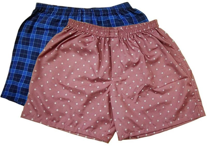 Pack of 2 Printed Men Multicolor Boxer Shorts, High Waist Shorts, Regular Shorts, Night Shorts