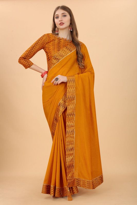 Self Design Bollywood Jacquard Saree  (Mustard)