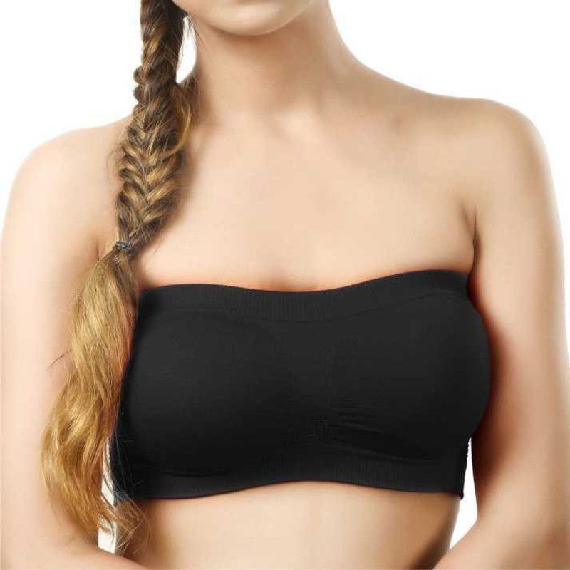 tube bra Women Tube Lightly Padded Bra  (Black)
