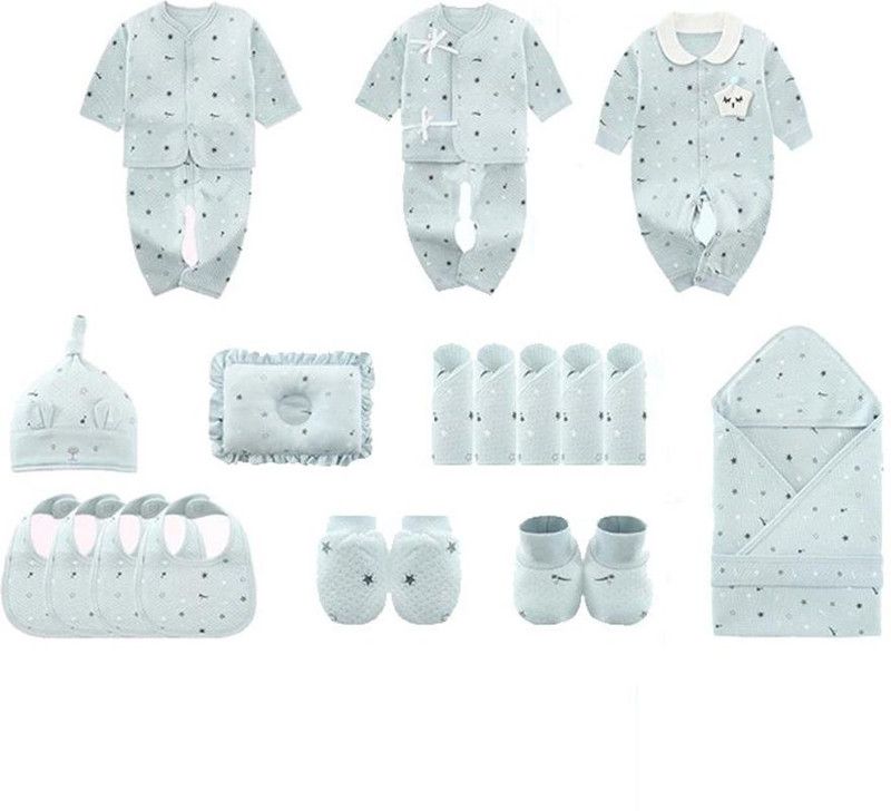 Baby Boys & Baby Girls Casual Bodysuit Handkerchief, Bootie, Mitten, Cap, Bib, Romper, Vest, Swaddle  (Blue)