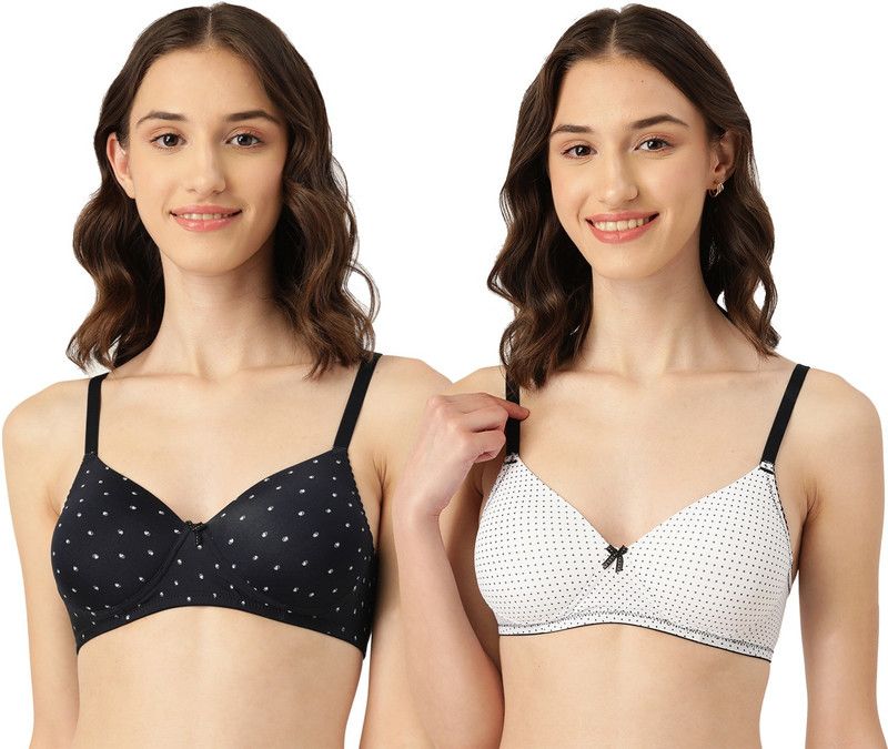 Pack of 2 Women T-Shirt Heavily Padded Bra  (Dark Blue, White)