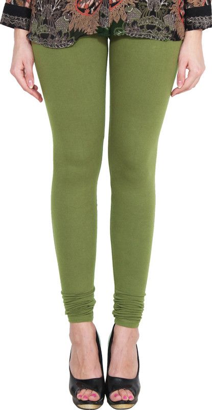 AVD Churidar Western Wear Legging  (Green, Solid)