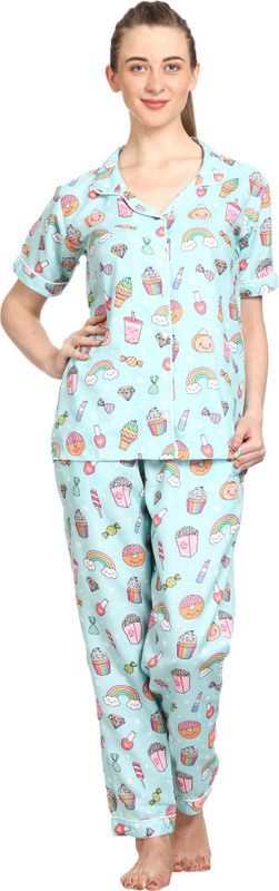 Girls Shirt & Pyjama set Blue Printed