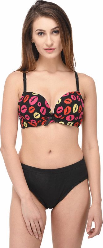 Bra & Panty Set Printed Black, Black Lingerie Set