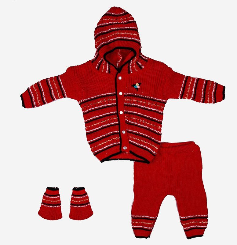 Baby Boys & Baby Girls Casual Sweater Sweater  (Maroon)
