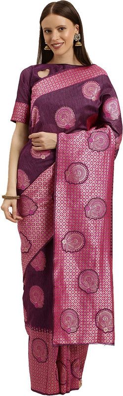 Paisley Bollywood Pure Silk Saree  (Magenta)