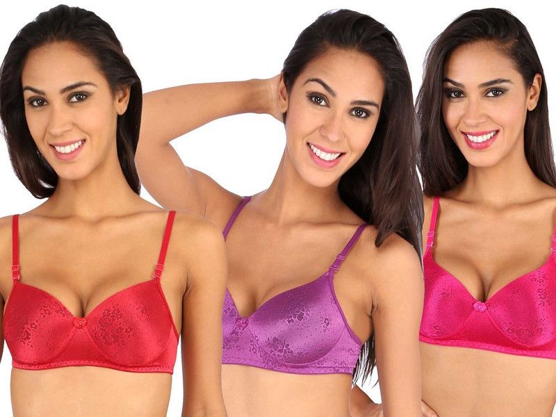 Pack of 3 Women Full Coverage Lightly Padded Bra  (Purple, Maroon, Pink)