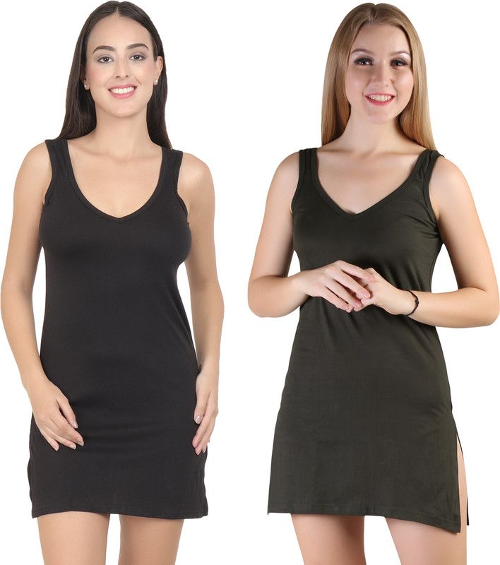 Women Black, Dark Green Chemise