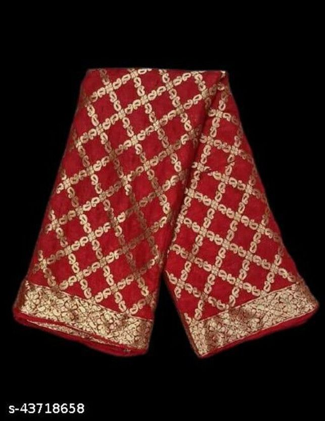 Checkered, Self Design, Woven Banarasi Art Silk Saree  (Red)