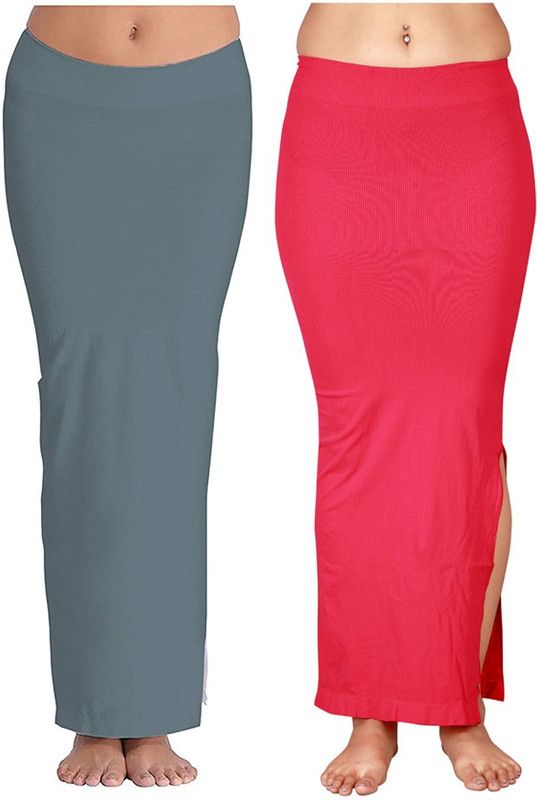 CONNECTED SS-COMBO2-GRY-PNK Lycra Blend Petticoat  (M)