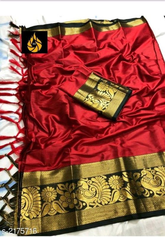 Self Design Banarasi Jacquard Saree  (Red, Black)
