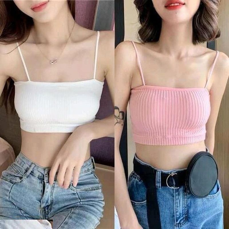 Pack of 2 Women Bralette Lightly Padded Bra  (Pink, White)