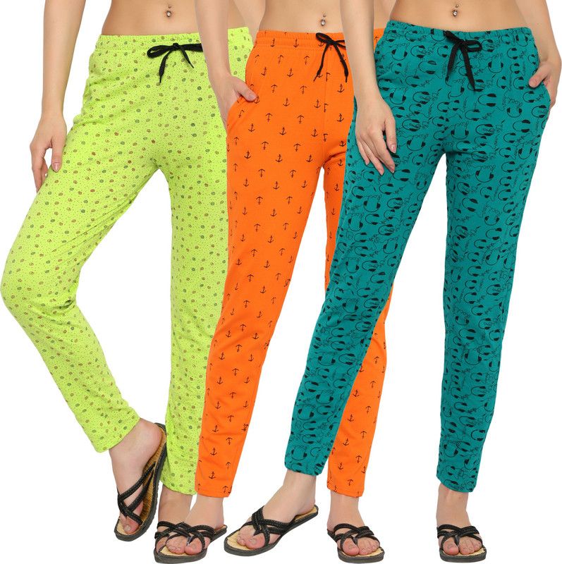 Pack of 3 Women Printed Multicolor Track Pants