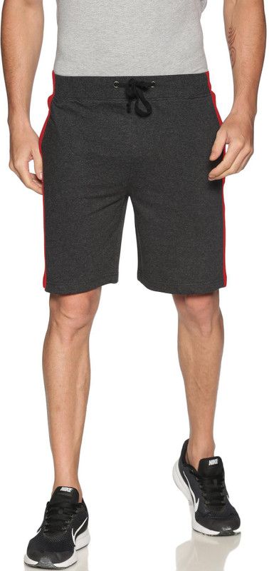 Solid Men Dark Grey Basic Shorts