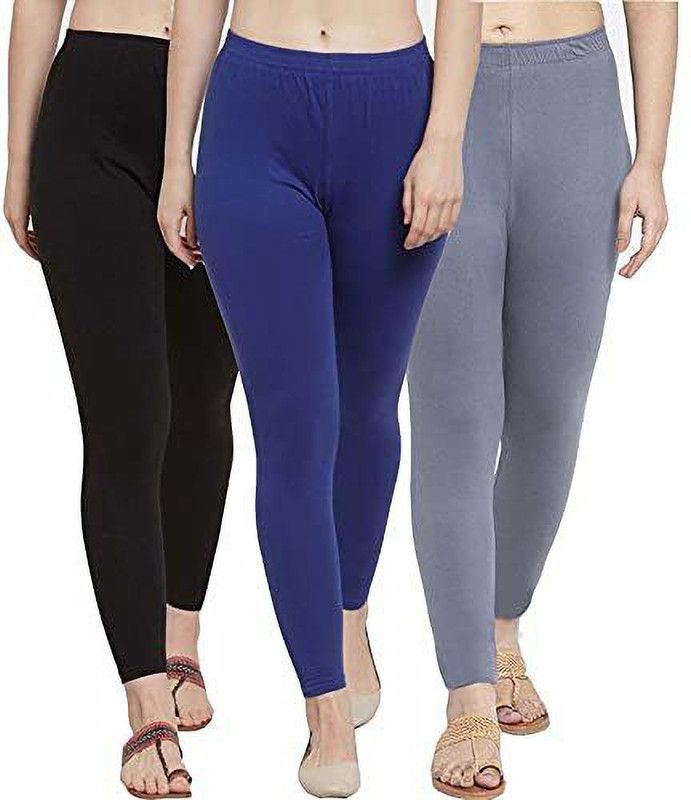 UFH Ankle Length Western Wear Legging  (Black, Dark Blue, Grey, Solid)