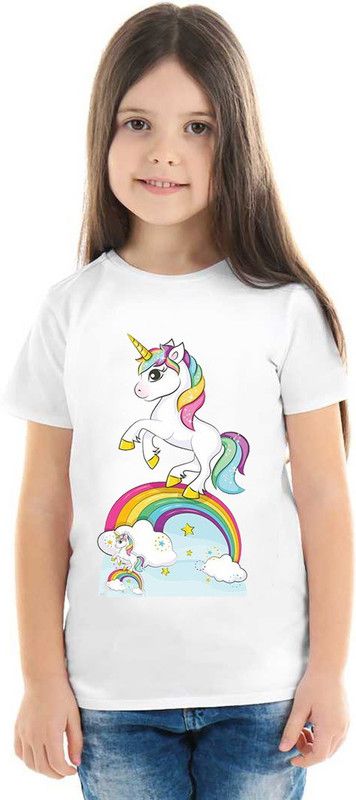 Baby Girls Graphic Print Cotton Blend T Shirt  (Multicolor, Pack of 1)