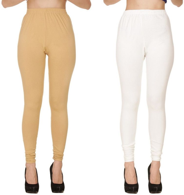 Churidar Western Wear Legging  (Beige, White, Solid)