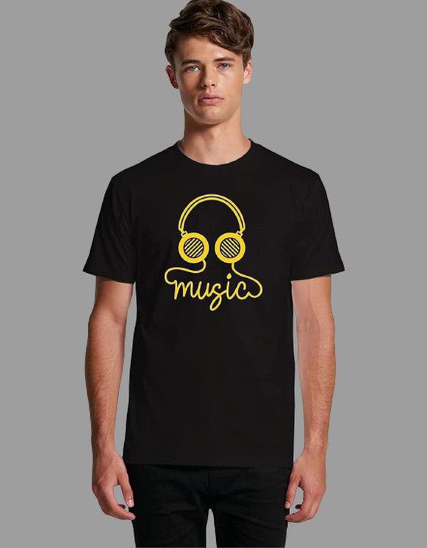 Printed Tshirt For Men and Women Men Printed Round Neck Cotton Blend Black T-Shirt