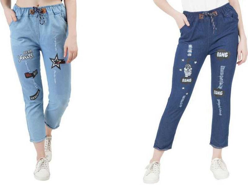 Women Regular High Rise Dark Blue, Light Blue Jeans  (Pack of 2)