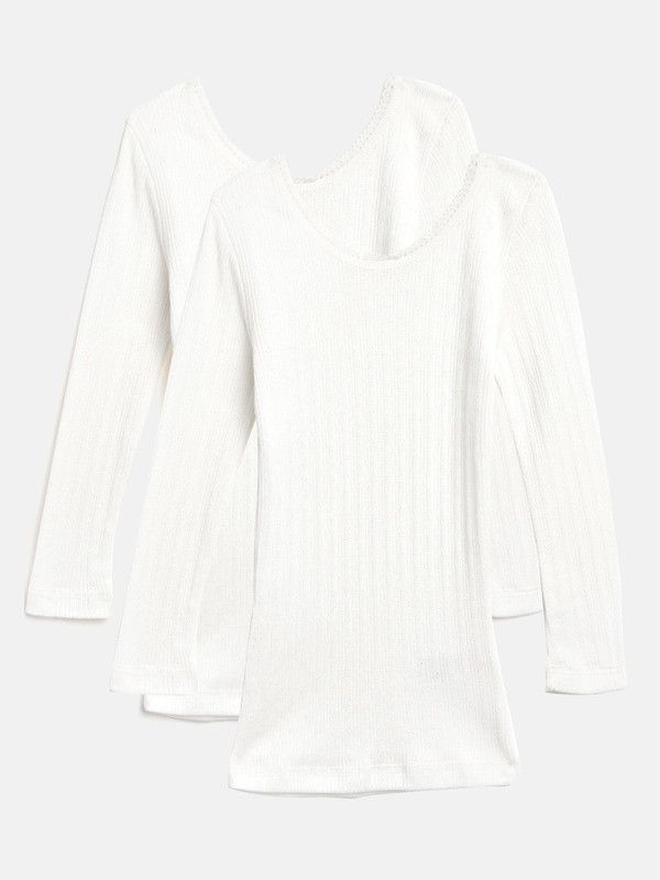 Top Thermal For Girls  (White, Pack of 2)