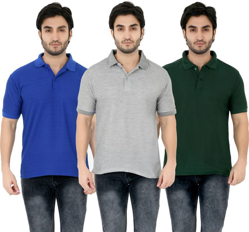 Solid Men Grey T-Shirt  (Pack of 3)