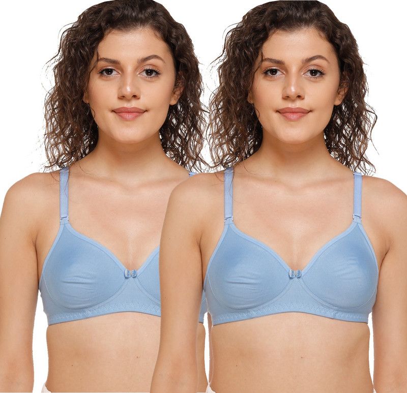 Pack of 2 Women T-Shirt Non Padded Bra  (Blue)