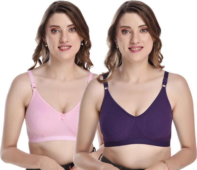 Pack of 2 Women Minimizer Non Padded Bra  (Pink, Purple)