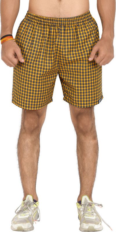 Checkered Men Yellow Boxer Shorts
