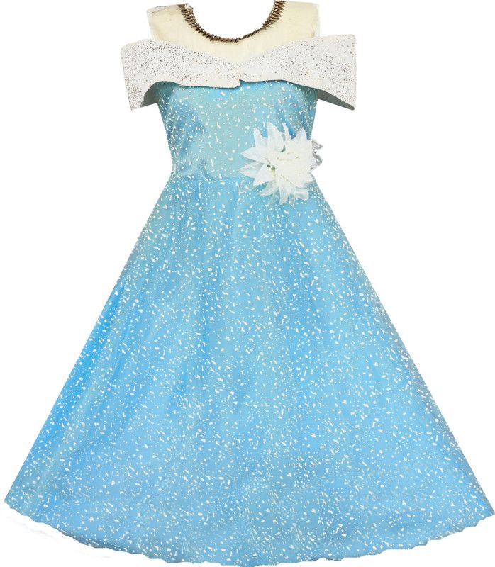 Frozen Girls Maxi/Full Length Party Dress  (Light Blue, Sleeveless)