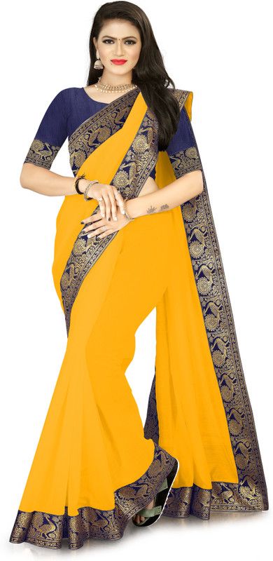 Banarasi Chanderi Saree  (Yellow)