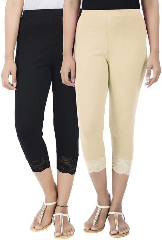 Women Black, Beige Capri