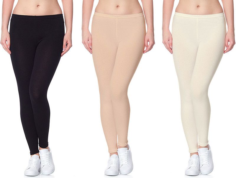Omikka Ankle Length Western Wear Legging  (Black, Beige, Solid)