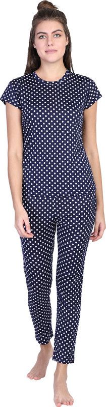 Women Night Suit Set Light Blue Striped