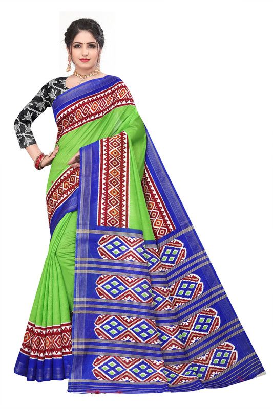 Embroidered Assam Silk Cotton Silk Saree  (Dark Blue, Green)