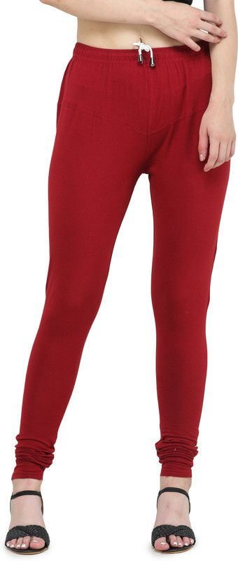 Angelos Churidar Western Wear Legging  (Maroon, Solid)