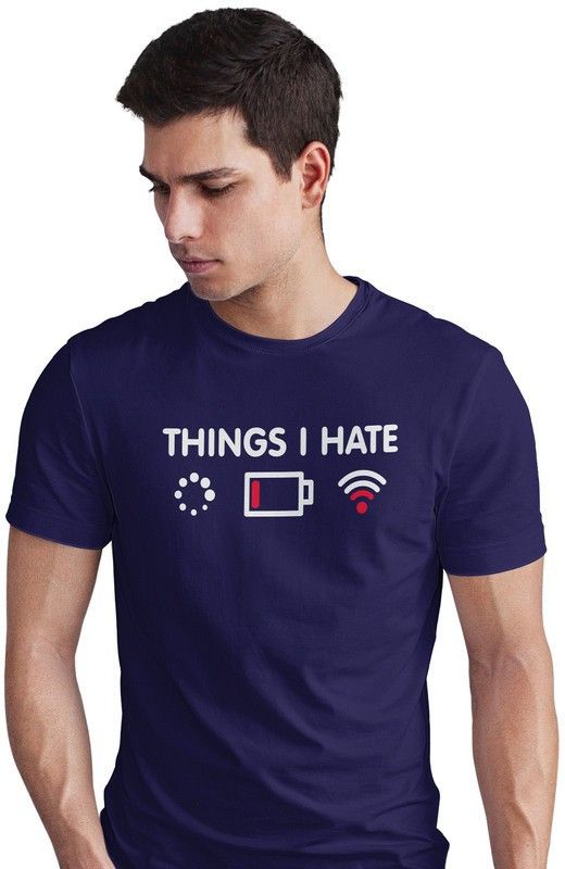 Things I Hate | Programmer T Shirt | Coding T Shirt for Coders | Developer T Shirt | | Geek T-Shirt | Programming T- Shirt | Coder T-Shirt | Software T-Shirt Men Printed Round Neck Pure Cotton Blue T-Shirt
