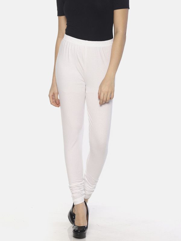mytri Churidar Length Ethnic Wear Legging  (White, Solid)