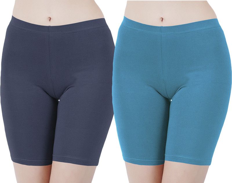 Pack of 2 Solid Women Blue, Blue Cycling Shorts